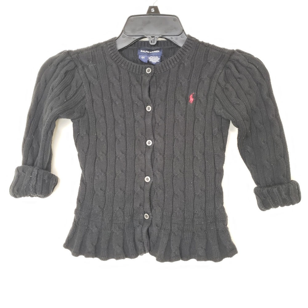 Ralph Lauren Girls Black Sz 6 6X Cardigan Sweater